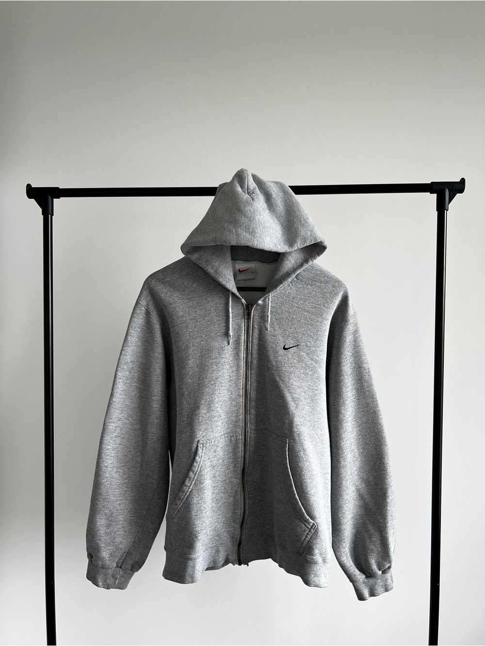 Vintage Nike Zip Hoodie Grey Made In USA Y2K Oversized